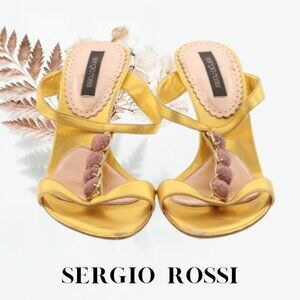 Sergio Rossi Marigold Bejeweled Heels Sandals EU 36.5 US 6.5
